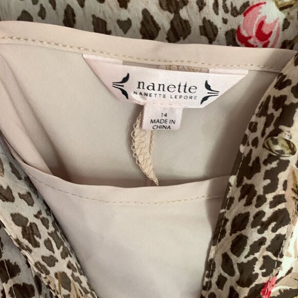 Nanette Lepore leopard floral print long sleeve flared dress - Picture 8 of 12